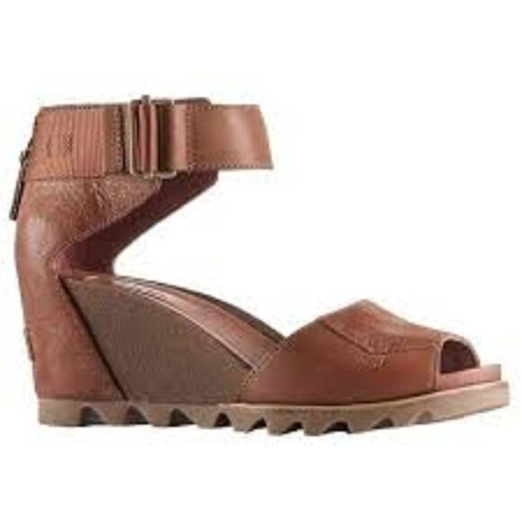 Sorel Joanie II Nubuck Leather Ankle Strap Wedge Sandals - Picture 1 of 11